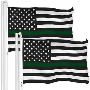 Thin Green Line  3x5 Ft 2-Pack Printed 150D Polyester By G128