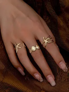 Starfish Design Ring Set, Fashion Accessories for Women & Girls, Casual Jewelry for Party, Daily Clothing Decor, Trendy All-match & Exquisite Jewelry for Birthday Gift, Stackable Rings