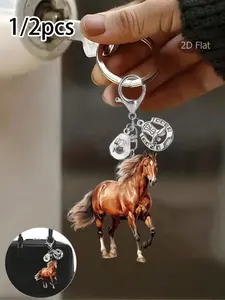 Horse Pendant Keychain, Western Cowboy and Horse Shoe Charm, Acrylic Backpack Accessory, Perfect Gift for Equestrian Lovers