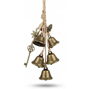 Handmade Brass Witch Bells for Door Knob Hanging Home Blessing Magic Wreath Charm Decorative Hanging Door Protection Decor Accessories