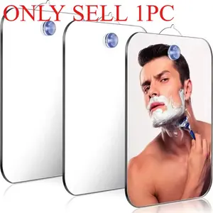 Penetration-Free Shaving Mirror (1 Piece), Acrylic Shower Bench Mirror with Hook, Travel-Friendly, Anti-Fog, For Men and Women, Wall-Mounted
