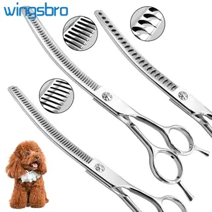 wingsbro Dog Grooming Curved Scissors , Curved Shark Scissors for Pet , Dog  Curved Thinning Scissors for Trimming Face and Paws, Grooming Tools