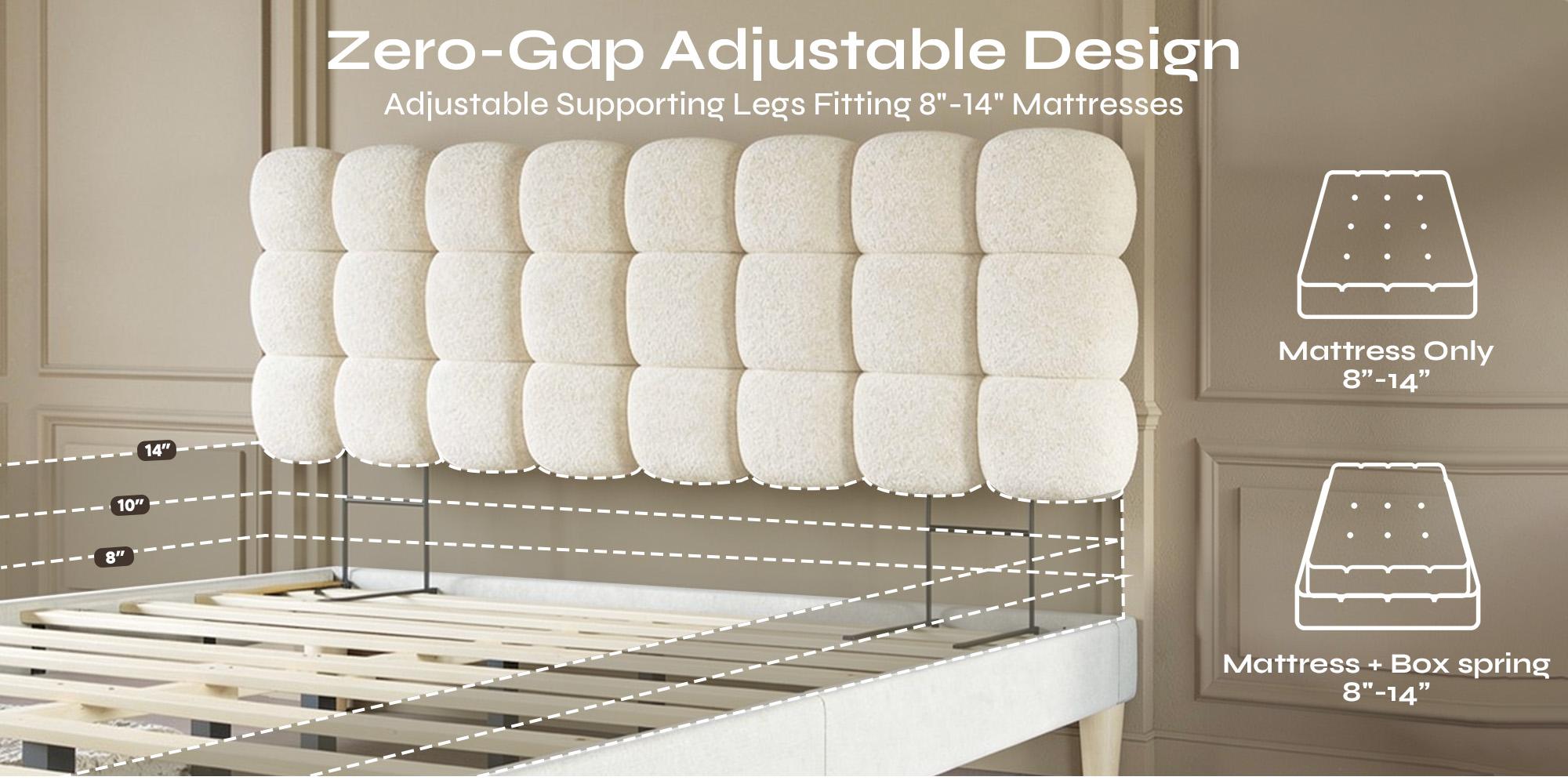 Pinmoco Upholstered Headboard with Adjustable Height, Memory Foam Cloud-Shaped Ergonomic Design【Headboard Only】