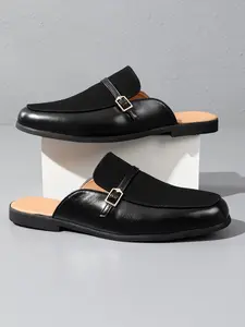Men's Fashion Slip-On Mules, Casual Half-Enclosed Buckle Design, Comfortable One-Put-On Shoes, Trendy Footwear for Everyday Wear