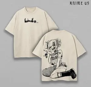 Himiko Toga Oversized T-Shirt, My Hero Academia Villain Anime Tee, Vintage Washed Manga Graphic Shirt, BNHA Streetwear Apparel, Japanese Comic Fashion Dark Aesthetic