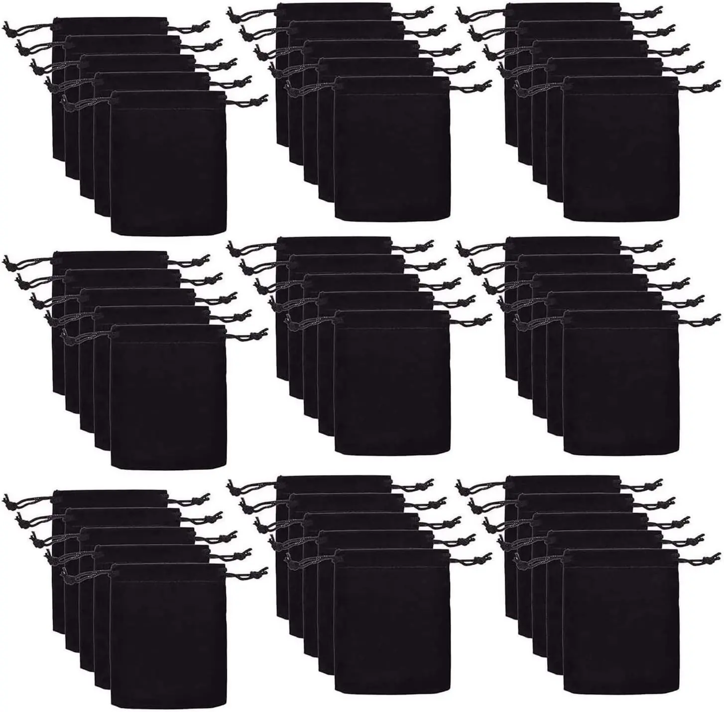 50pcs Bulk Pack Foldable Velvet Drawstring Cloth Bags - 3x3.25 Inches Small Size Home Organizer Storage Pouches for Daily Jewellery, Bracelets