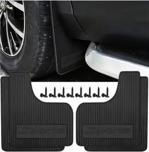 Mud Flaps, 4 count Soft Flexible Bendable Rubber  Mudguard Splash Guard with Hardware Tool, Auto Exterior Protection Accessories for Front & Rear, Universal for  Sedans (Black)