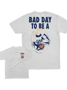 Miller Lite Beer Print T-Shirt, Breathable Casual Street Style Short Sleeve, Trendy Top for Home, Bar, Gym, Daily Wear