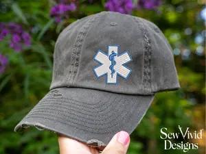 EMS Hat | Distressed Baseball Cap OR Ponytail Hat | EMT Hat | Graduation Gift | First Responder | Paramedic Gifts | Star of Life