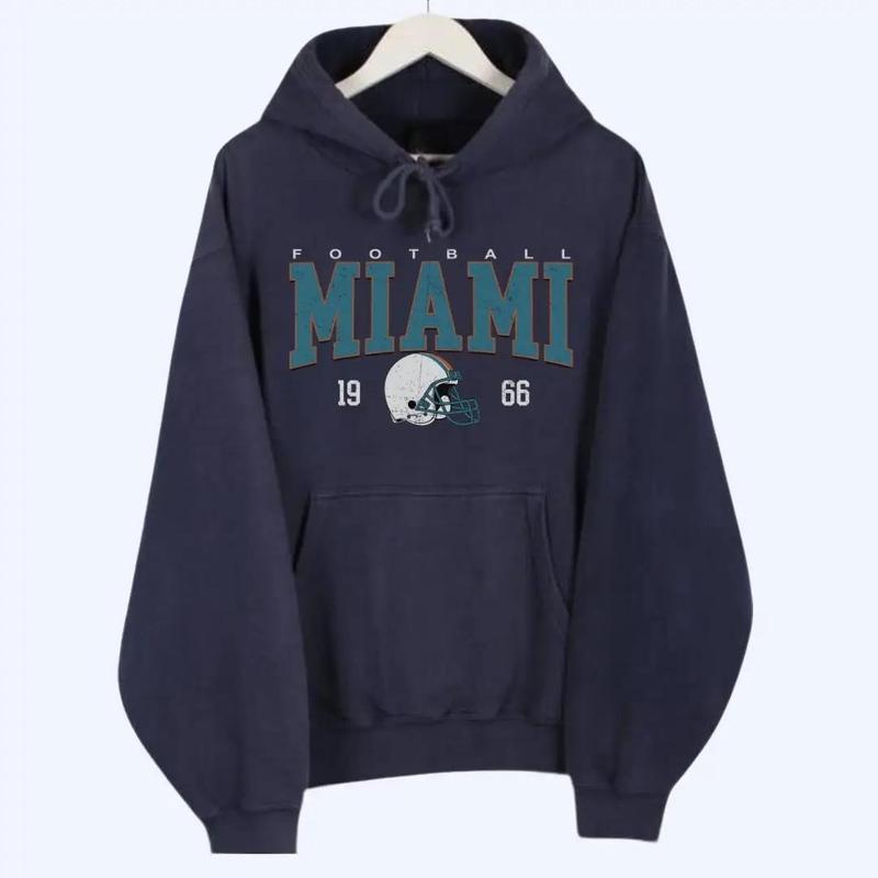 Vintage Miami Football Crewneck Hoodie, Retro Game Day Miami Pullover Hoodie, Vintage Dolphinss.ss Hoodie, Dolphin Fan Apparel, Classic Miami Fan Apparel, Miami Football Long sleeve Hoodie