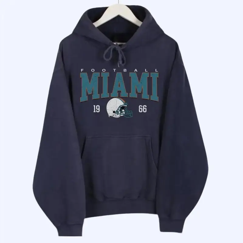 Vintage Miami Football Crewneck Hoodie, Retro Game Day Miami Pullover Hoodie, Vintage Dolphinss.ss Hoodie, Dolphin Fan Apparel, Classic Miami Fan Apparel, Miami Football Long sleeve Hoodie