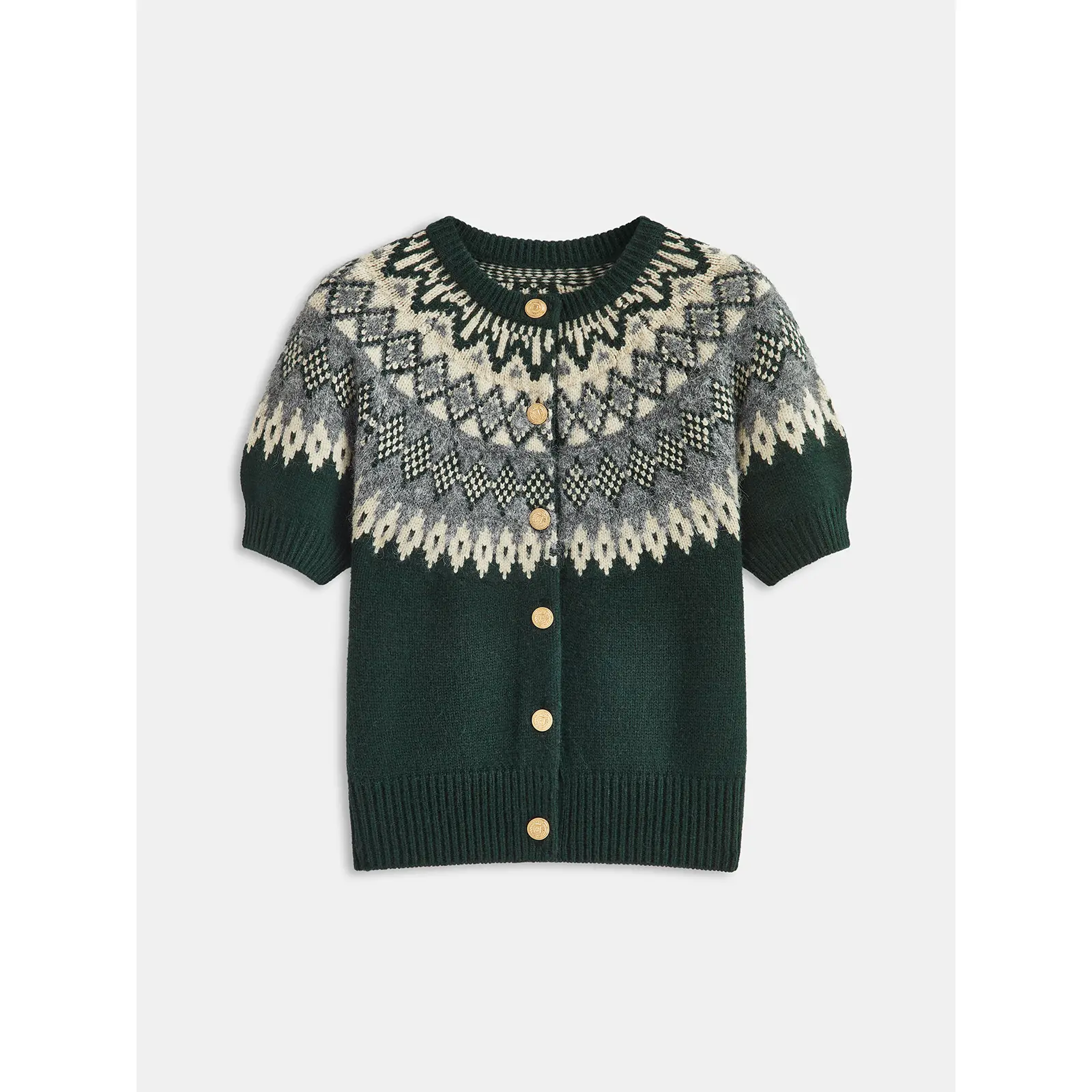 Cashmere-Blend Fair Isle Short-Sleeve Cardigan Cashmere-Blend Fair Isle Short-Sleeve Cardigan