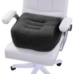 Extra Thick Breathable Chair Cushions for Office and Car, 5 in Booster Seat to Raise Seat Height, Shredded Memory Foam Cushion for Long Sitting, Black