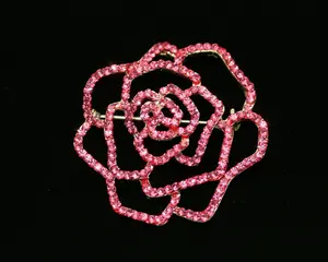 Sparkling Rhinestone Rose Brooch Pin Open Pave Crystal Bridal Bling, Flower Rose Pin Brooch