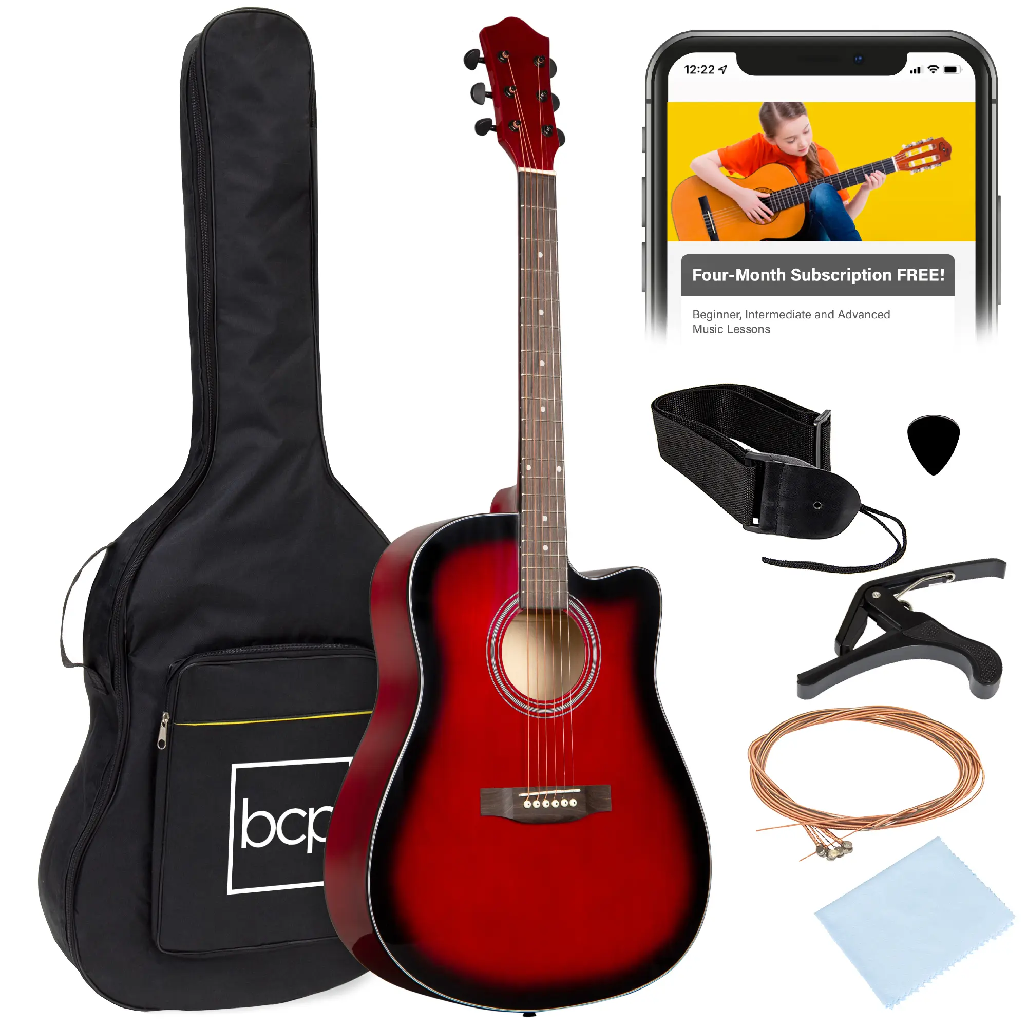 Best Choice Products 41in Full Size Beginner Acoustic Guitar Set with Case, Strap, Capo, Strings
