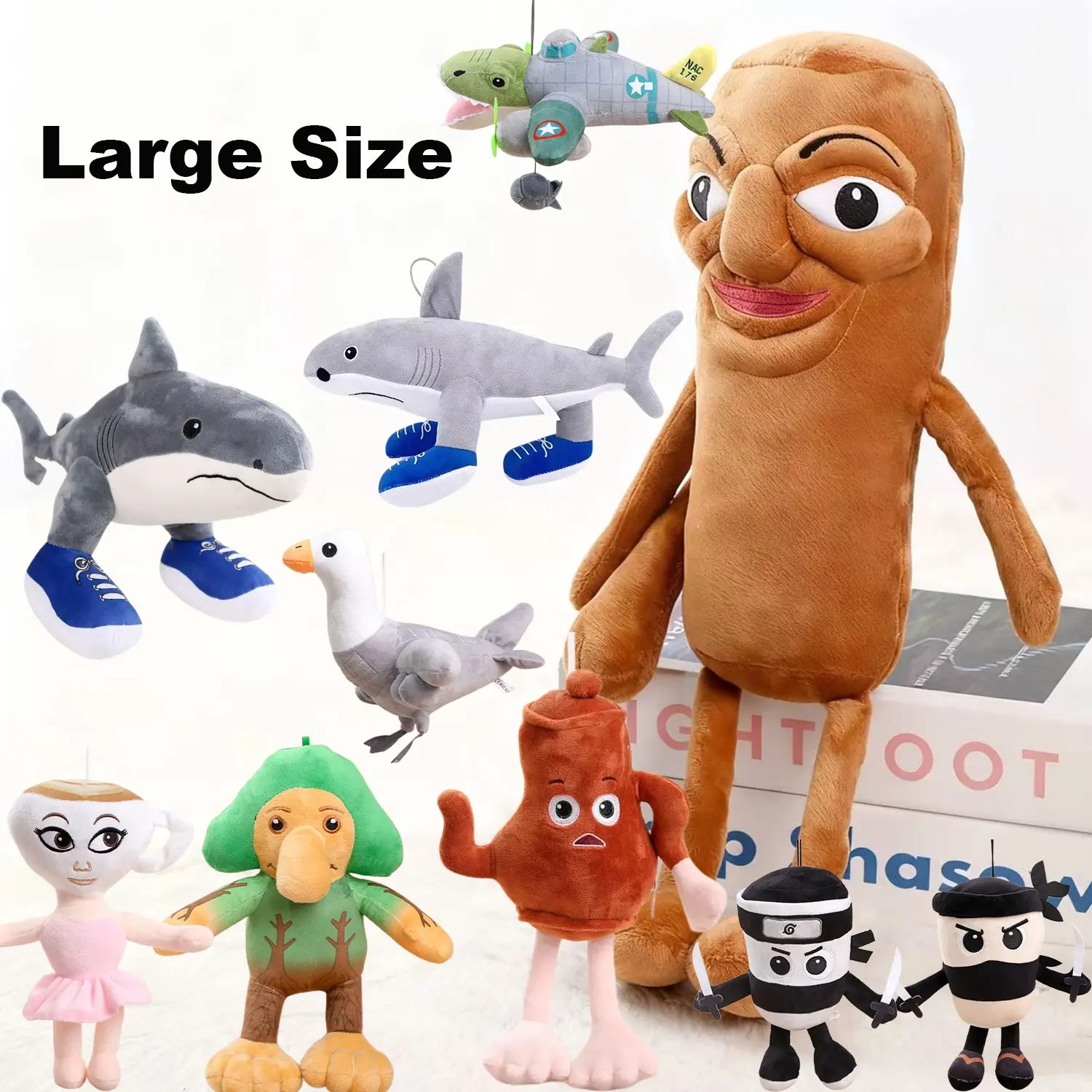 Large Size Tung Tung Tung Sahur, Tralalero Tralala, Cappuccino Assassino Italian Brainrot Inspired, Plush Soft Stuffed Meme Dolls, Cuddly Doll Gift, Soft Stuffed Figure for Collectors & Fans, Halloween/Birthday/Christmas Gift Ideas
