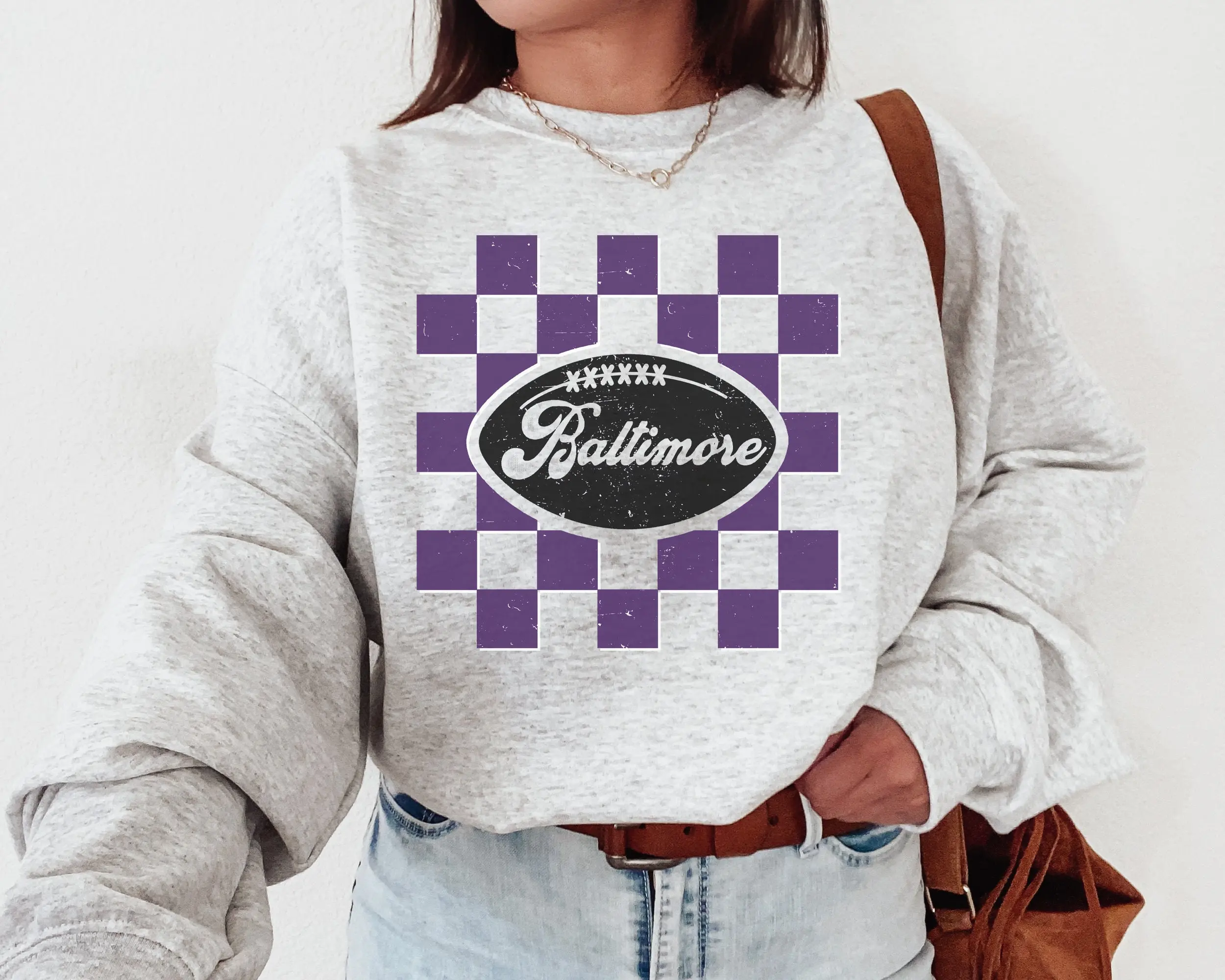 Baltimore Football Crewneck Retro Raven Shirt Raven Sweatshirt  Vintage Baltimore Sweatshirt Baltimore Fan Gift Game Day Shirt