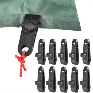 10-piece Heavy Duty Tent Tarp Clips Set, Sturdy Camping Tool with Clamps Buckles and Hangers, Durable Outdoor Windproof Tarp Holder Clips for Camping Tent Canopy Awning and Outdoor Activities