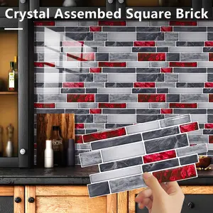 20pcs Modern Brick Pattern 2D Wall Stickers, PVC Self-Adhesive Wallpaper, Home Decor, Kitchen Decor, Room Decor, Wall Decor