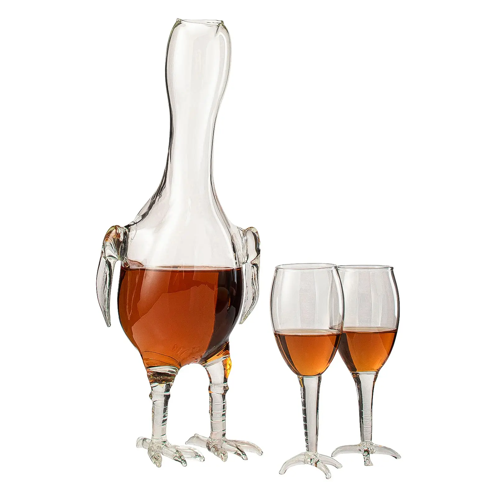 Cock - Chicken Decanter 500ml Whiskey and Wine Decanter Set with 2 Whiskey Glasses - by The Wine Savant, Rooster Glass Decanter, Scotch, Spirits, Wine Or Vodka For Lovers