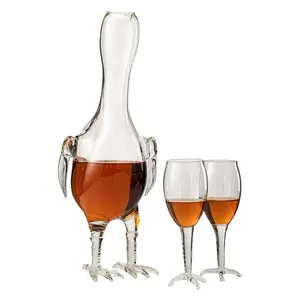 Cock - Chicken Decanter 500ml Whiskey and Wine Decanter Set with 2 Whiskey Glasses - by The Wine Savant, Rooster Glass Decanter For Whiskey, Scotch, Spirits, Wine Or Vodka For Whiskey Lovers