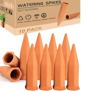 10pcs Terracotta Watering Spikes - Automatic Self Watering Stakes for Wine Bottles & Recycled Bottles, Clay Plant Garden Waterers