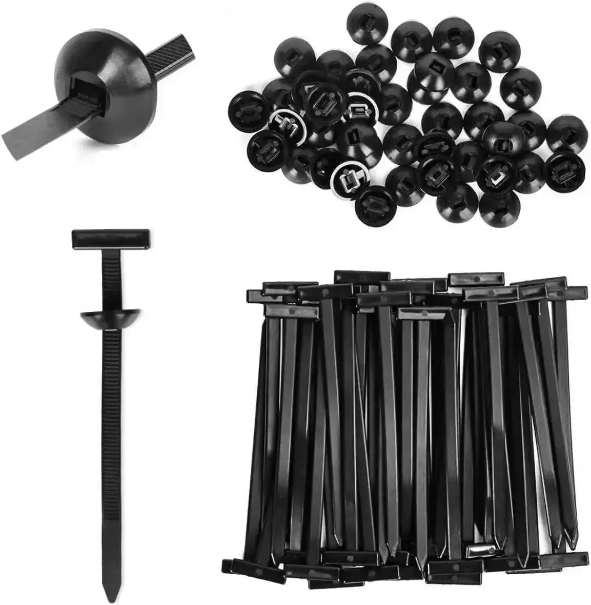 100 PCS Upgraded Nylon Universal Self-Locking Cable Tie Buckles, Heavy-Duty Rivet Zip Ties for Car Repair, Home Organization (Tools & Hardware Tool Organizer Accessory)