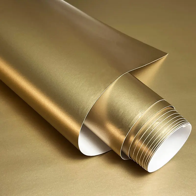 Premium Matte Satin Metallic Champagne Gold Vinyl Wrap Film, Car Wraps, Universal Car Sticker Decal with Air Release, Self Adhesive, Adhesive Decals, Durable & Easy Application