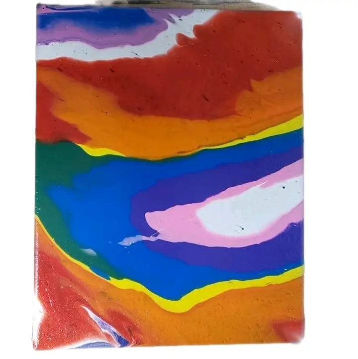 Rainbow Pour 8x10 Stretch Canvas Artwork on Canvas with Colorful Abstract Design