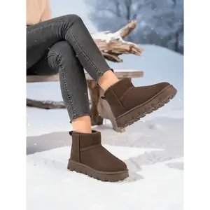 Women’s Classic Thick-Soled Snow Boots, Faux Suede Lined, Warm Memory Foam Insoles, Lightweight Non-Slip, Indoor/Outdoor Winter Fashion