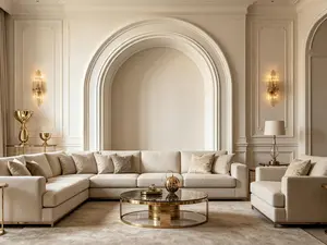 Multi-Layer Plaster Arch Trim, Matte White/Grey, 3D Molded Wall Molding for Doorways, Accent Walls, Living Room, Bedroom, Hallway, Easy to Install, American Home Decor