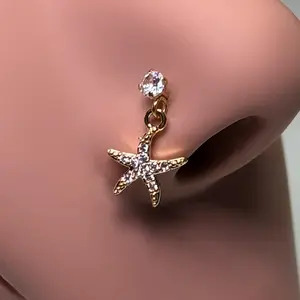Starfish Nose Ring  surgical steel, dangly nose ring for women
