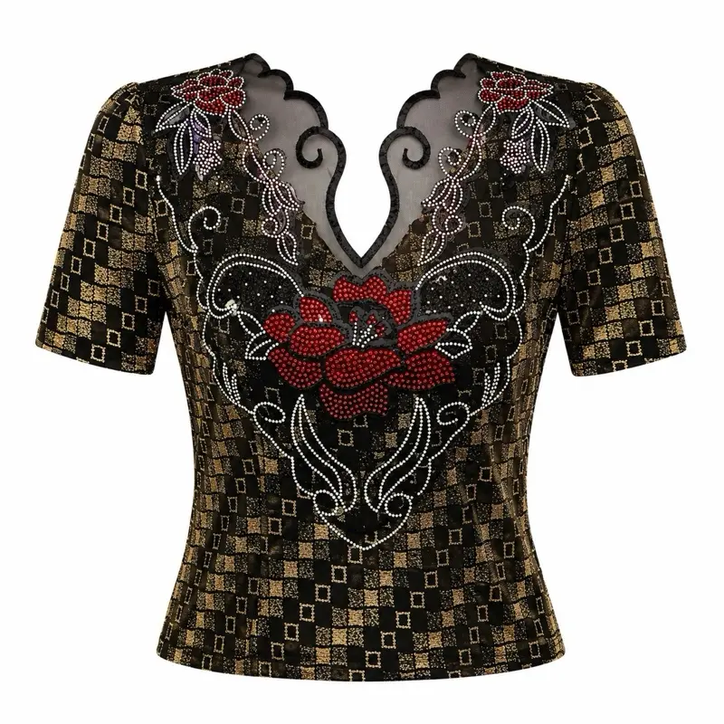 Women's Elegant Solid Off-Shoulder Blouse Shirt - Pearl-Embellished Flutter Sleeve Clothes, for Going Out OOTD, Style Inspo, Fancy Casual Occasions, Lady