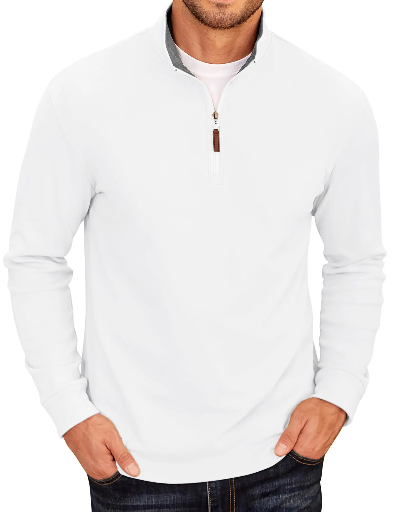 COOFANDY Men's Fleece Quarter Zip Pullover Long Sleeve Mock Neck Sweatshirt COOFANDY Men's Fleece Quarter Zip Pullover Long Sleeve Mock Neck Sweatshirt