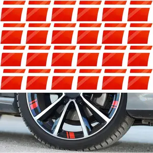 24 Count Wheel Rims Decal Stripes Reflective Stickers for 18-21 Inch Wheels - Automotive Exterior Safety Accessories (Red)