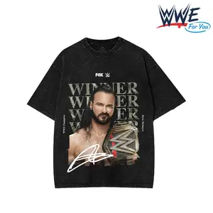 Drew McIntyre Washed T Shirt WWE Champion Winner Graphic Vintage Wrestling Tee Oversized Menswear Acid Washed Cotton Crewneck Streetwear S-5XL fan
