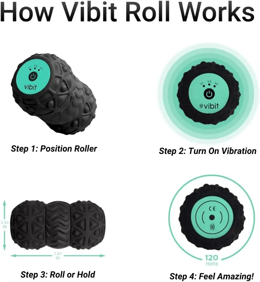 Vibit ROLL - Portable Vibrating Massage Roller for Deep Tissue with Rechargeable Batteries, 4 Vibration Levels, , Cordless for Feet, Legs, Back & Travel-Friendly - TikTok Shop Vibit ROLL - Portable Vibrating Massage Roller for Deep Tissue with Rechargeable Batteries, 4 Vibration Levels, , Cordless for Feet, Legs, Back & Travel-Friendly - TikTok Shop