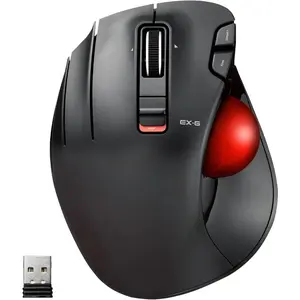 Left-Handed Trackball Mouse, 2.4 GHz USB Wireless, Ergonomic, Thumb Control, Tracking Roller Ball, 6 Programmable Buttons, Tilt Scroll