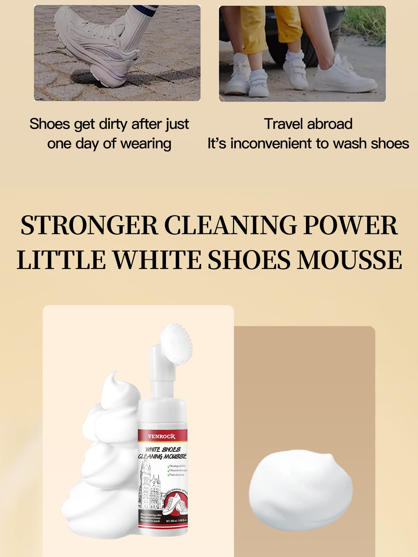 VENROCK White Shoe Cleaning Mousse | Waterless Foam Sneaker Cleaner with Built‑in Soft Brush, Stain & Yellowing Remover for All Footwear, Quick Dry No‑Wash Shoe Cleaner VENROCK White Shoe Cleaning Mousse | Waterless Foam Sneaker Cleaner with Built‑in Soft Brush, Stain & Yellowing Remover for All Footwear, Quick Dry No‑Wash Shoe Cleaner