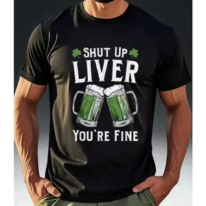 St. Patrick's Day Beer Print Graphic Tee, Comfort Cotton Fashion Outfit, Oversized Cute T-Shirt, Perfect Holiday Gift for Lover Family Friends