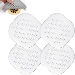 1/4 Square Shower Drain Hair Catcher with Suction Cup, Silicone Anti-Hair Cover, Easy Installation, Suitable for Bathroom Bathtub Kitchen, Shower Essentials