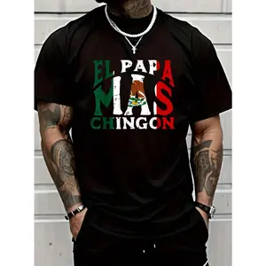 T - shirt Featuring Bold “El Papa Mas Chingon” Graphic with Mexican Flag Colors, A Statement of Swagger