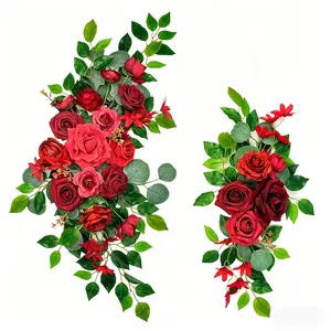Romantic Series Artificial Roses Wedding Decoration, Outdoor Reception Area Decor, Elegant Floral Arrangements for Special Events, Red