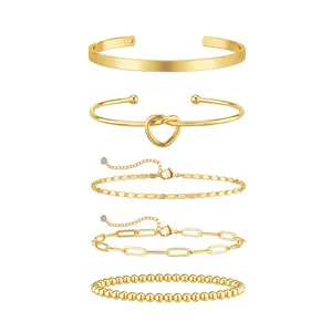 5PCS Heart Stackable Bracelet Set   For Women Ankle Bracelets  Waterproof Jewelry Gifts For Friends Back To School Gifts she in chopard bracelet