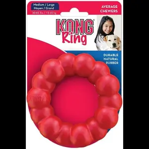 KONG Ring Natural Rubber Chew Toy for Healthy Chewing Habits - Supports Dental Health, Enriches Playtime, Ideal for Small/Medium Dogs