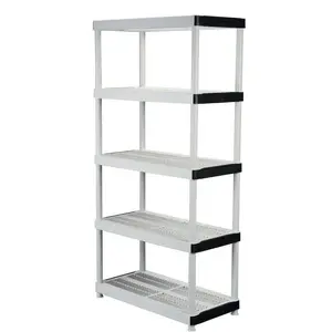 Heavy-Duty 5-Tier Gray Plastic Shelving Unit – 36x72x18 Inch Garage Storage Rack, Easy to Assemble & Versatile Use