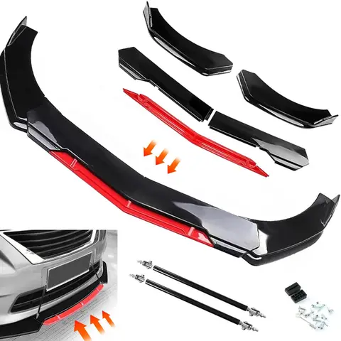 Front Bumper Lip Chin Spoiler Splitter Diffuser Protector Body Kit Fit For Honda Accord Civic/Toyota/Chevy/Durango/Charger SRT/Volkswagen MK5 MK6 MK7/Hyundai, Black /Red /Blue Tongue