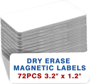 Dry Erase Magnetic Labels 72 Pcs 3.2 x 1.2 Reusable Writable Magnetic Name Tags Magnetic Label Stickers Whiteboard Refrigerator Locker Classroom Office Home White
