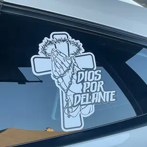 Cross with praying hands decal