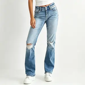 Vintage Relaxed Jeans for Women - Comfortable Fit & Classic Style - Perfect for Everyday Wear Stretch Ripped Boot Cut Jeans